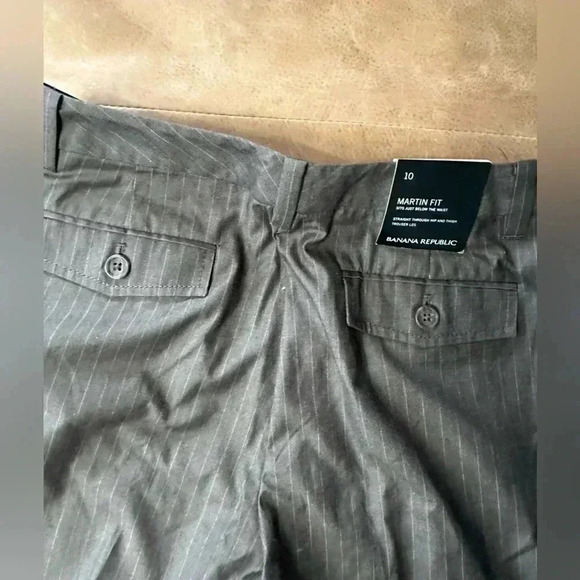 Banana Republic Martin Fit Pants Cropped Brown Striped Womens Size 10 $78 MSRP - Picture 12 of 13